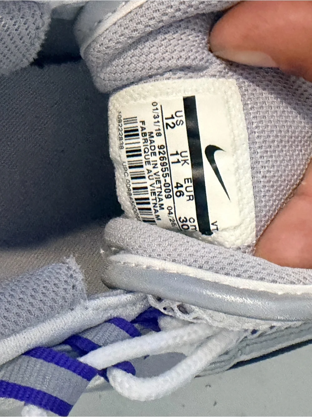 Nike White Mesh Sneakers with Purple Accent - Picture 3 of 3